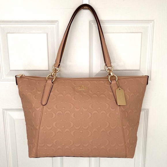 Coach Handbags - COACH Signature Leather Ava Tote in Nude Pink